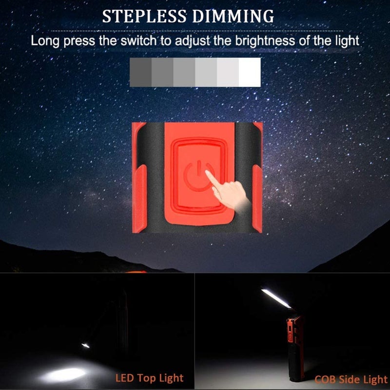 BESTSUN USB Work Light COB LED Inspection Light, BESTSUN Foldable Rechargeable Flashlight Portable Handheld Work Lamp with Magnetic Base & Swivel Hook & 4 Modes for Garage Mechanic Auto Car Truck Repair - Image 3